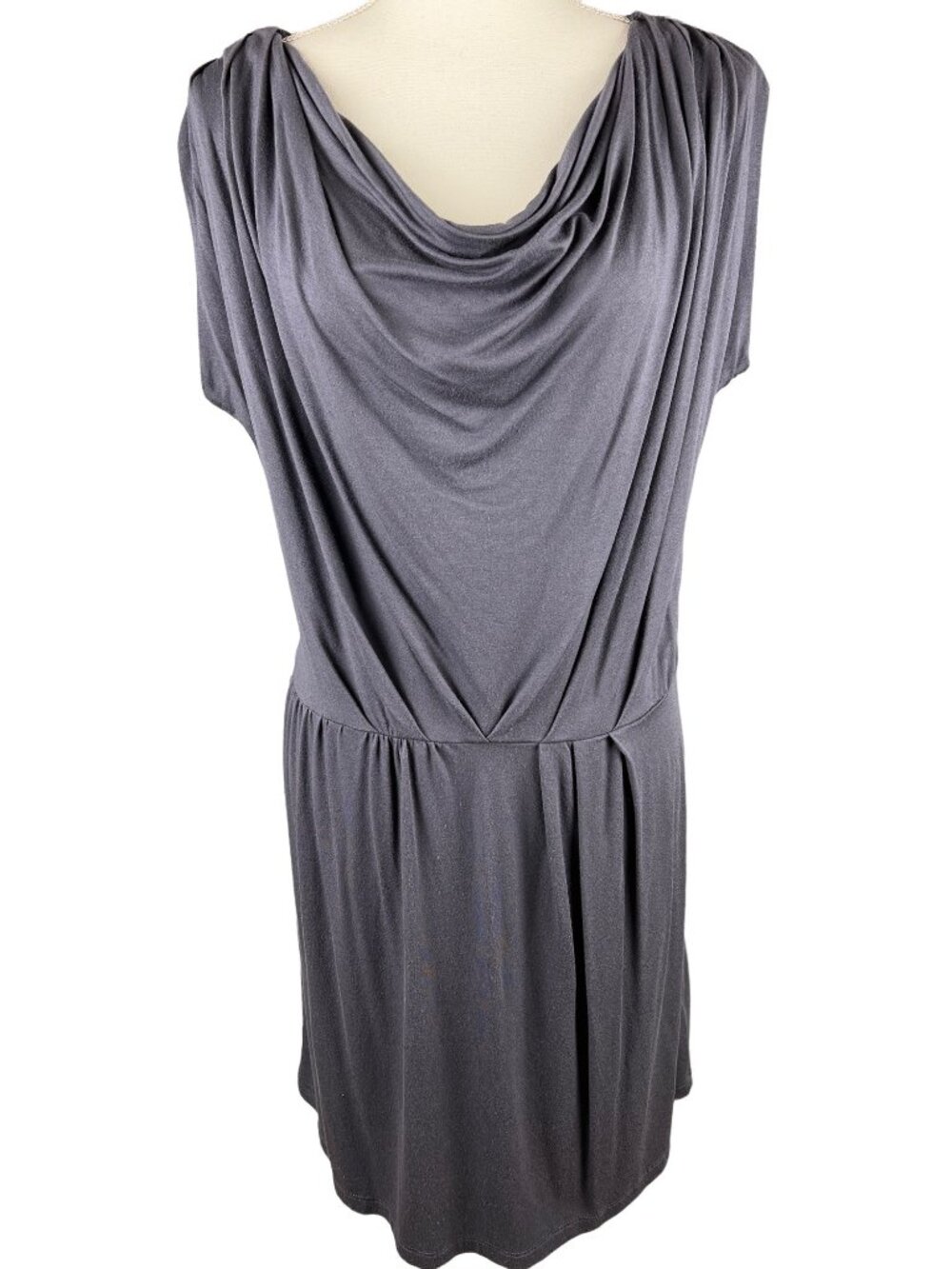 Deletta Gray Draped Cowl Neck Dress XS Modal/Spandex Made In USA